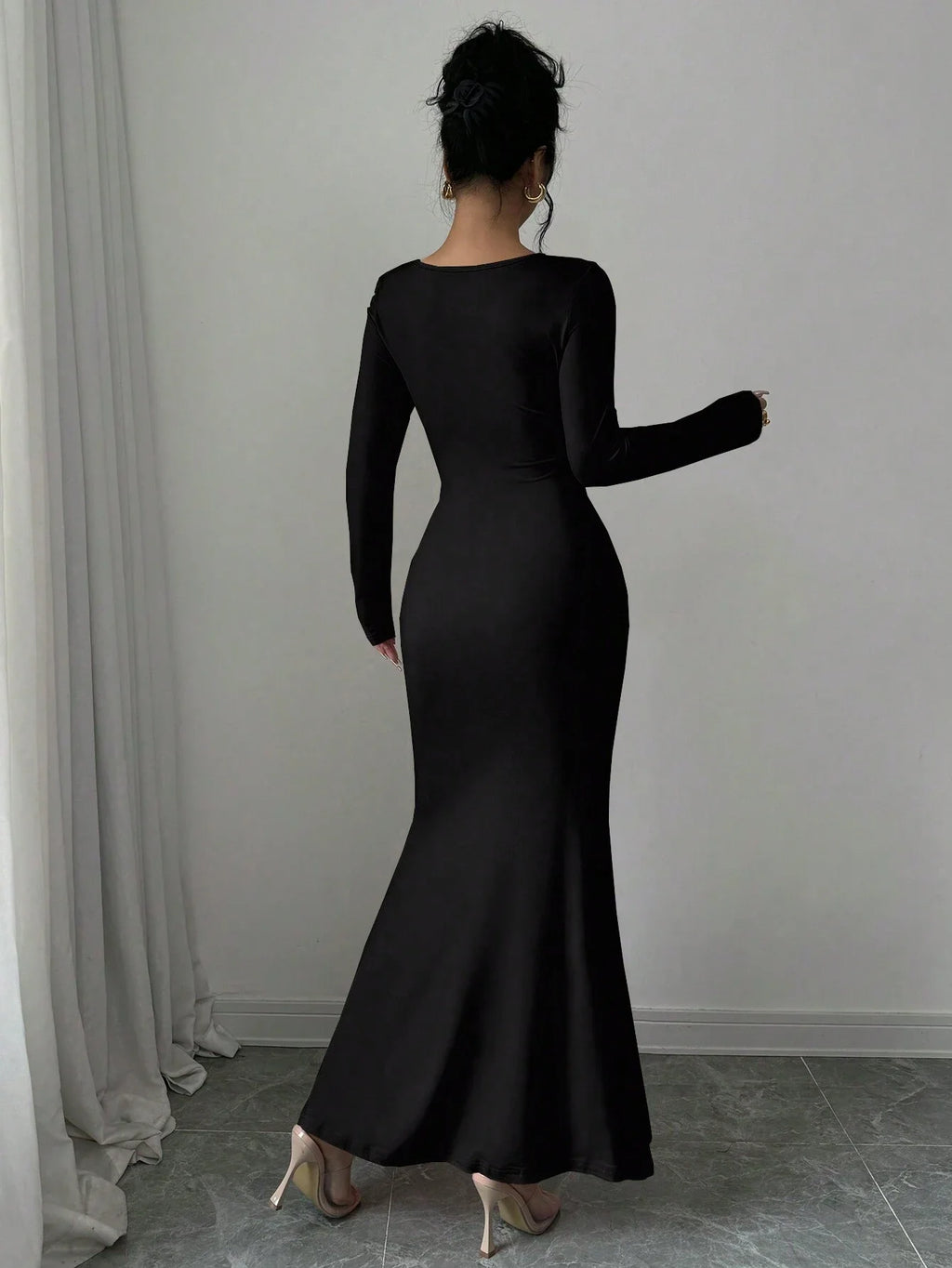 RetroElegance Square Neck Dress