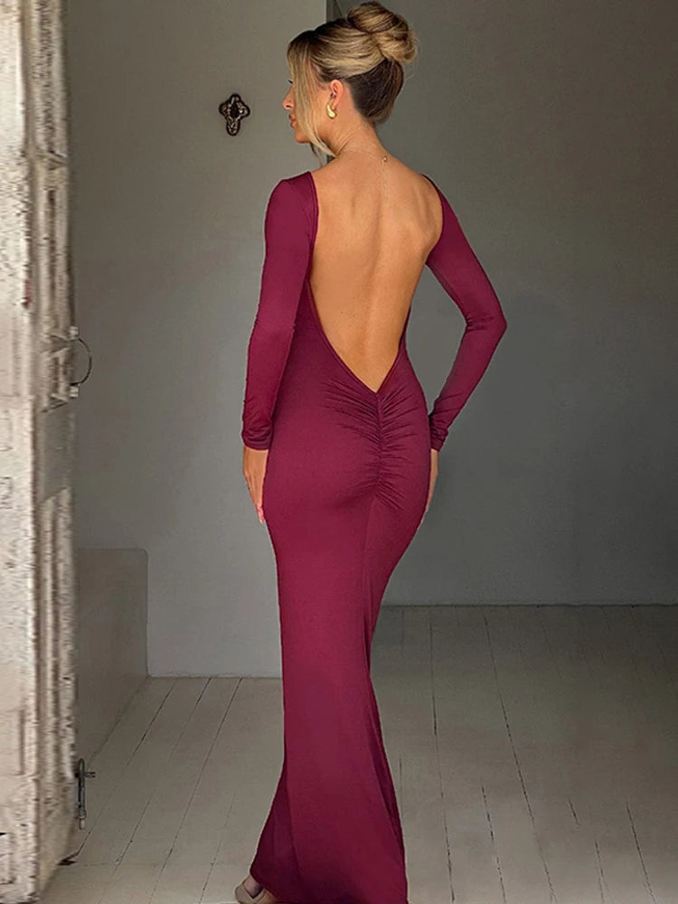 ElegantGlow Backless Maxi Dress