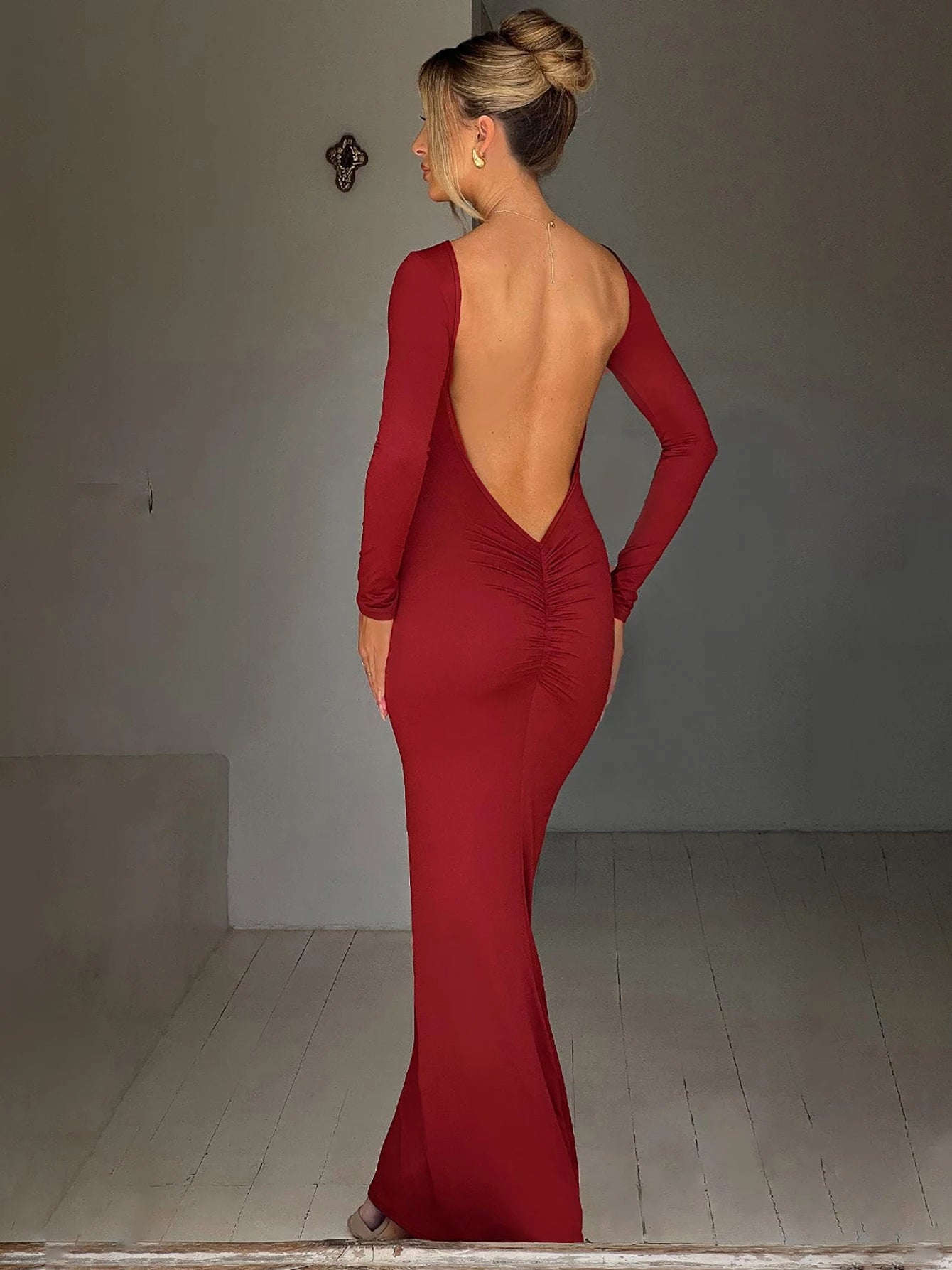 ElegantGlow Backless Maxi Dress