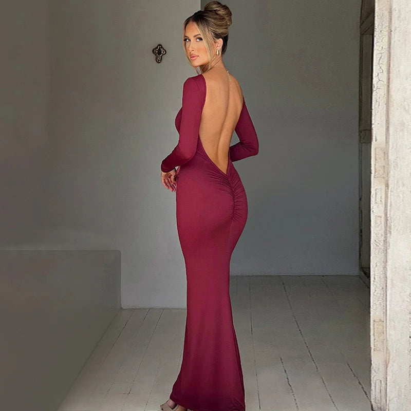 ElegantGlow Backless Maxi Dress