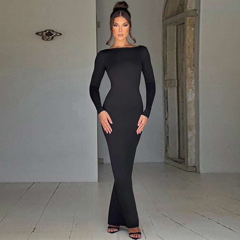 ElegantGlow Backless Maxi Dress