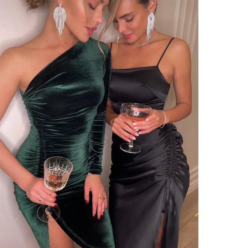 VelvetElegance Midi Dress