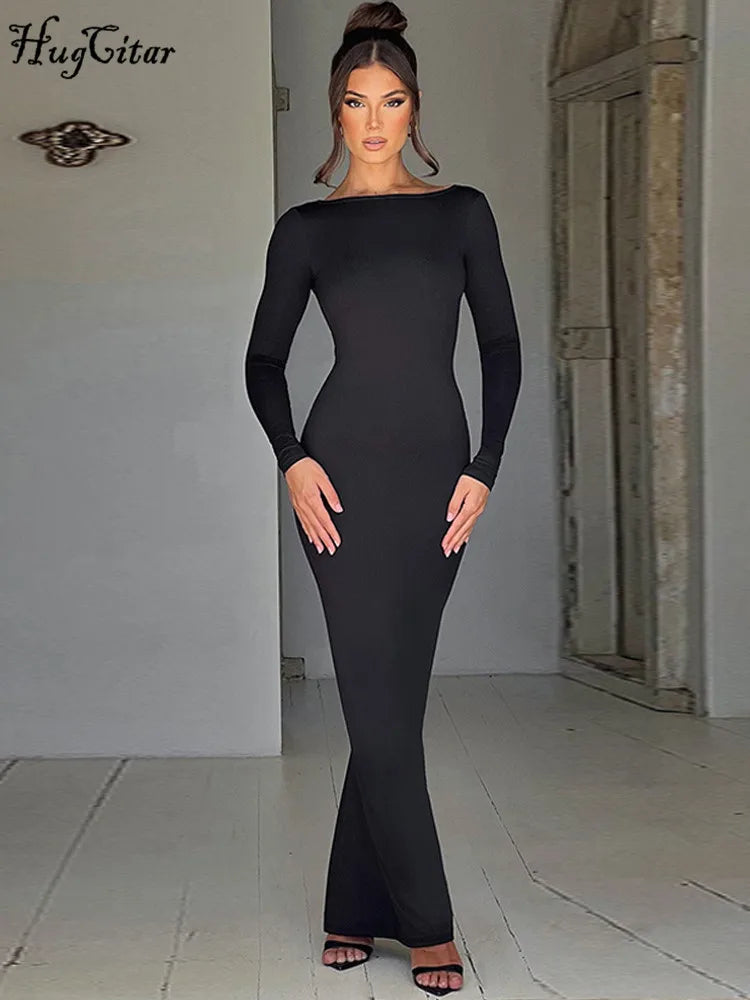 ElegantGlow Backless Maxi Dress