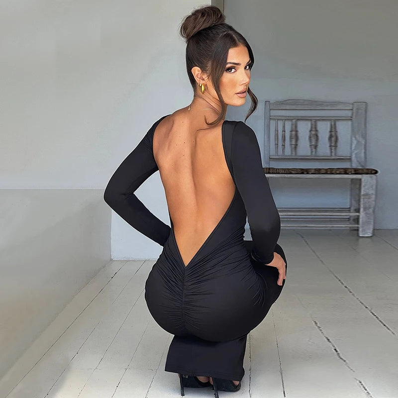 ElegantGlow Backless Maxi Dress