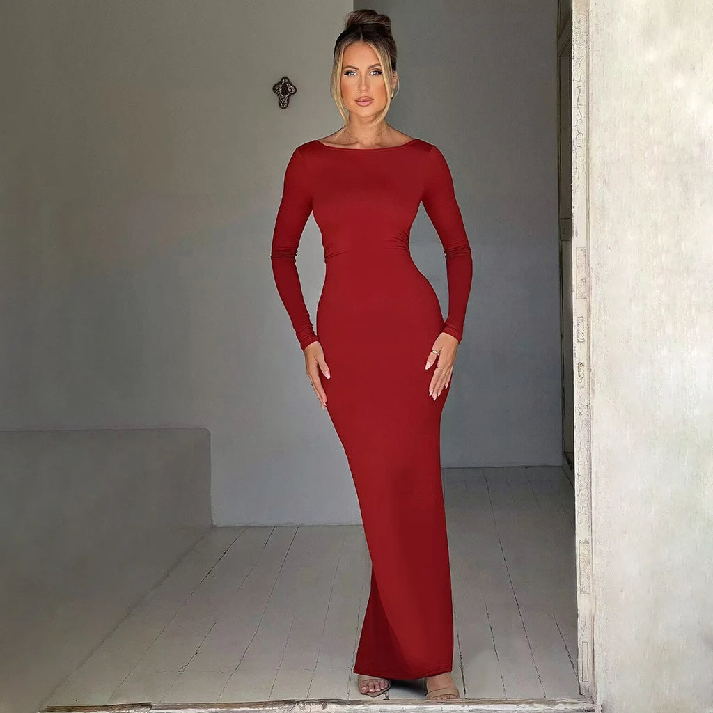 ElegantGlow Backless Maxi Dress