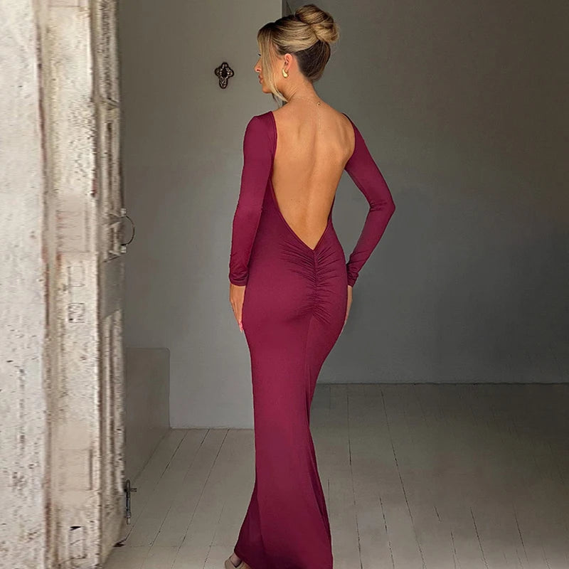 ElegantGlow Backless Maxi Dress