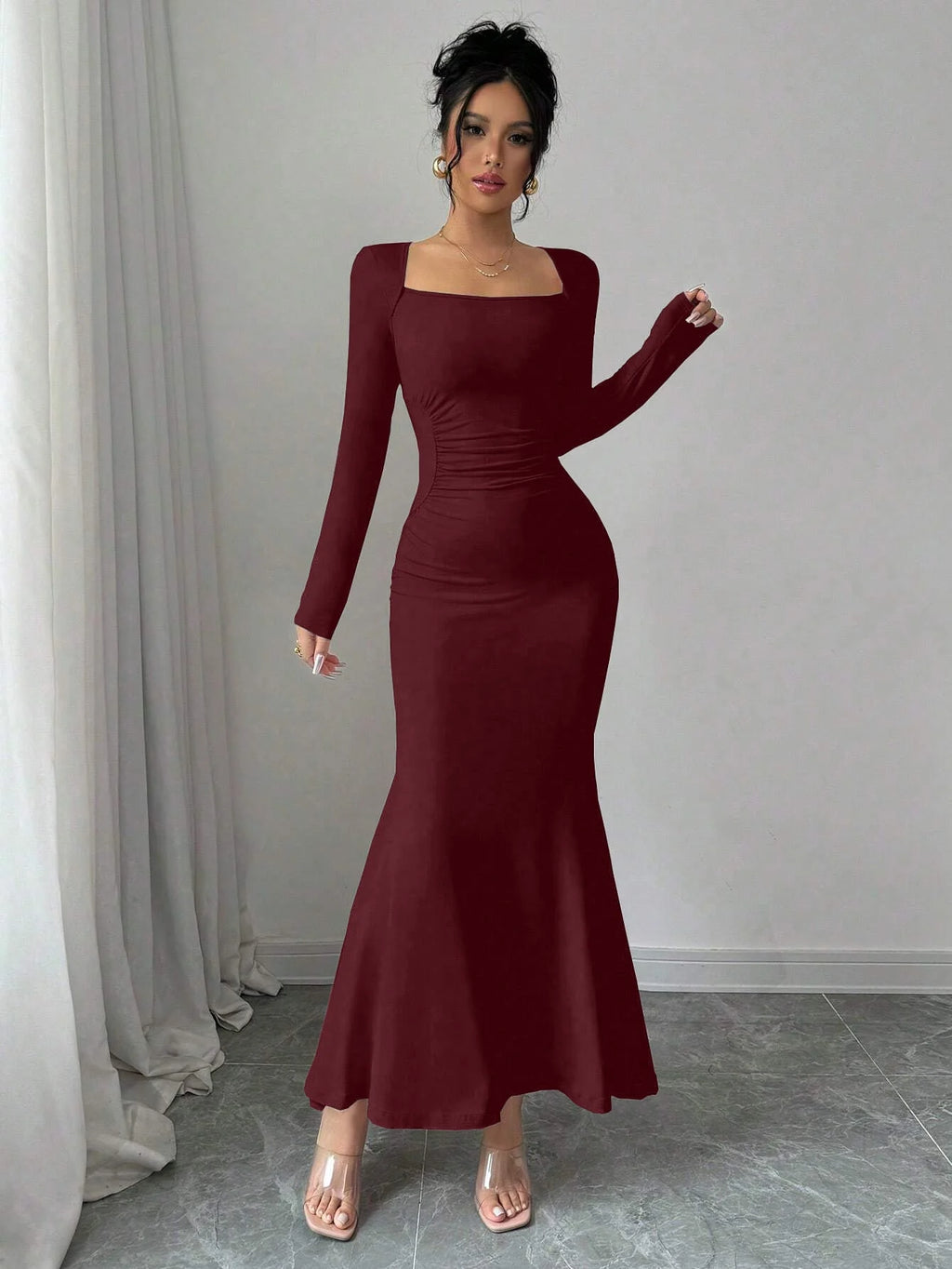 RetroElegance Square Neck Dress