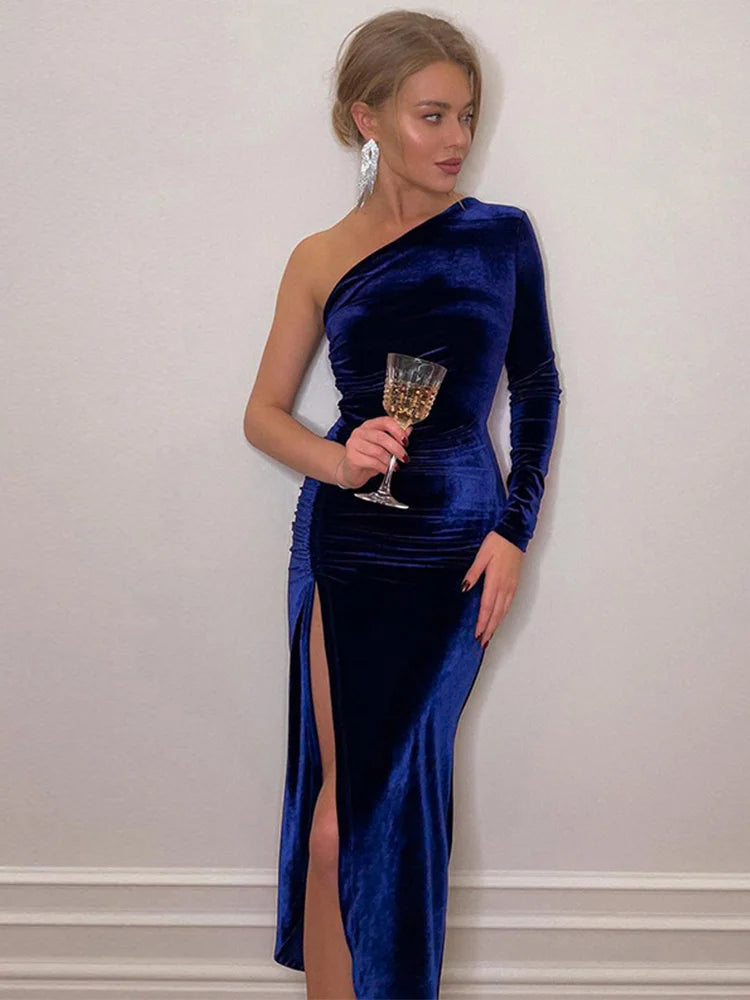 VelvetElegance Midi Dress