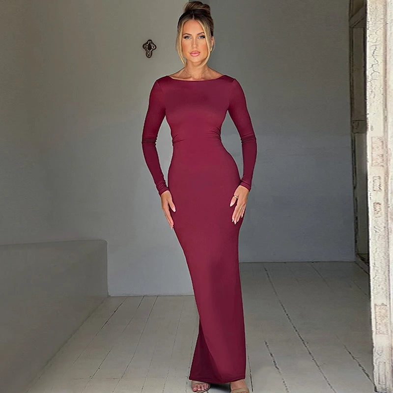 ElegantGlow Backless Maxi Dress
