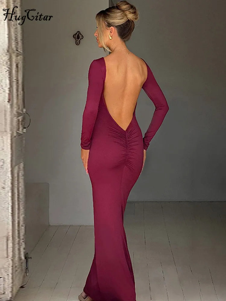 ElegantGlow Backless Maxi Dress