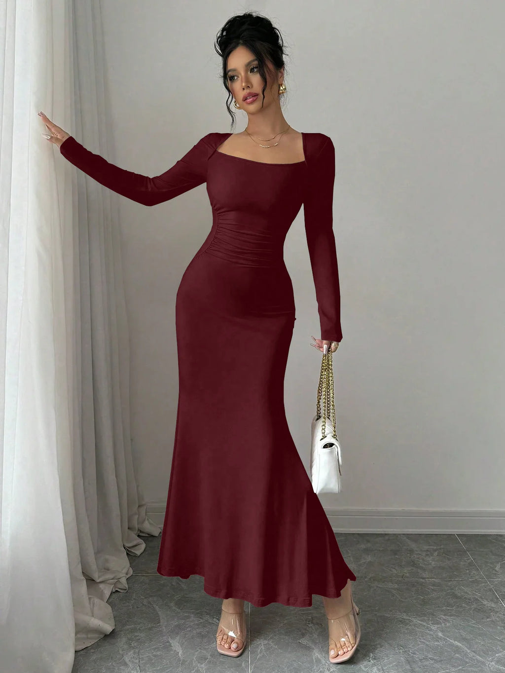 RetroElegance Square Neck Dress